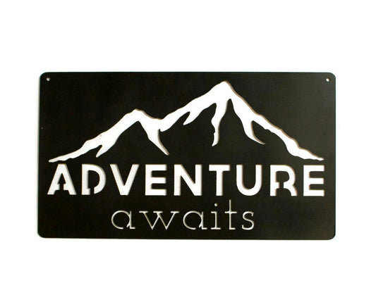 Adventure Awaits, Metal Sign, Industrial Decor, Cabin, Outdoor, Ironwork