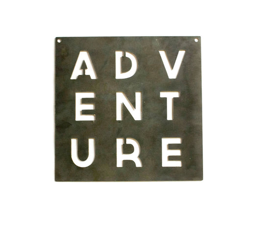 Adventure Metal Sign, Steel Wall Plaque, Cabin Decor