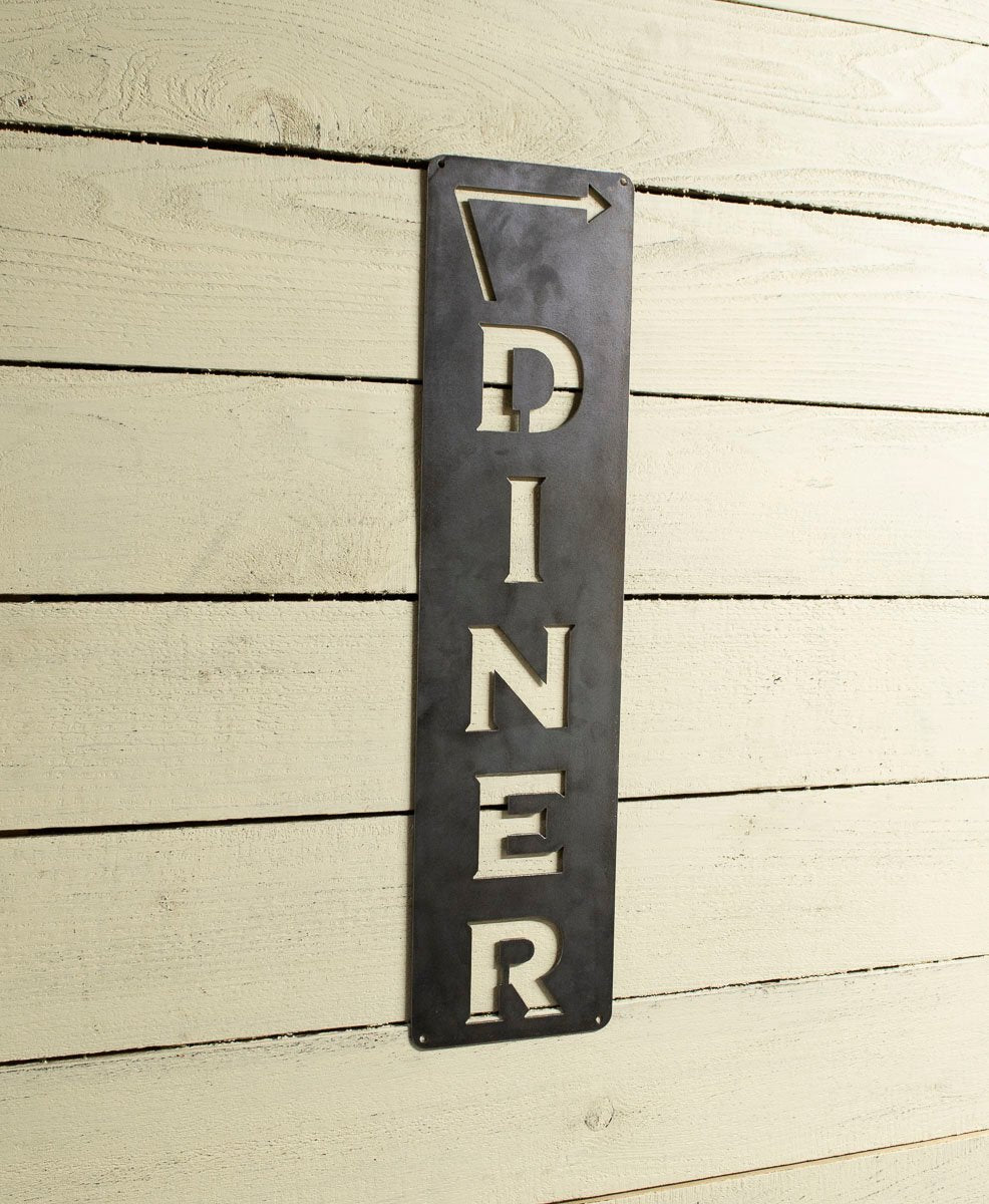 Diner Vertical Sign, Arrow Metal Sign, Left or Right Facing, Kitchen Decor, Cooking, Farmhouse, Cook Gift, Kitchen Wall Art