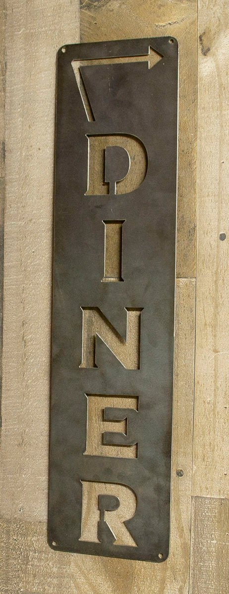 Diner Vertical Sign, Arrow Metal Sign, Left or Right Facing, Kitchen Decor, Cooking, Farmhouse, Cook Gift, Kitchen Wall Art