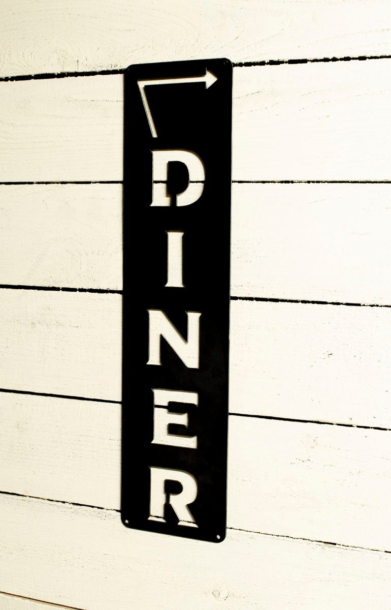 Diner Vertical Sign, Arrow Metal Sign, Left or Right Facing, Kitchen Decor, Cooking, Farmhouse, Cook Gift, Kitchen Wall Art