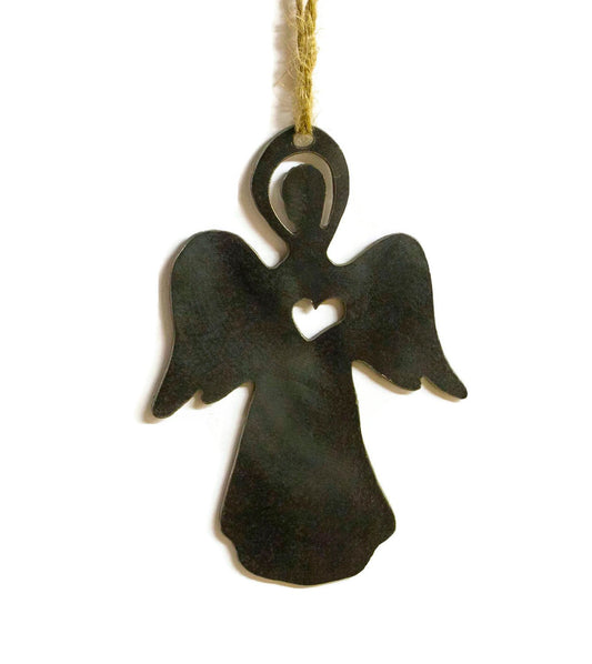 Old Angel Metal Christmas Tree Ornament Stocking Stuffer Holiday Decoration Raw Steel Gift Recycled Nature Home Decor