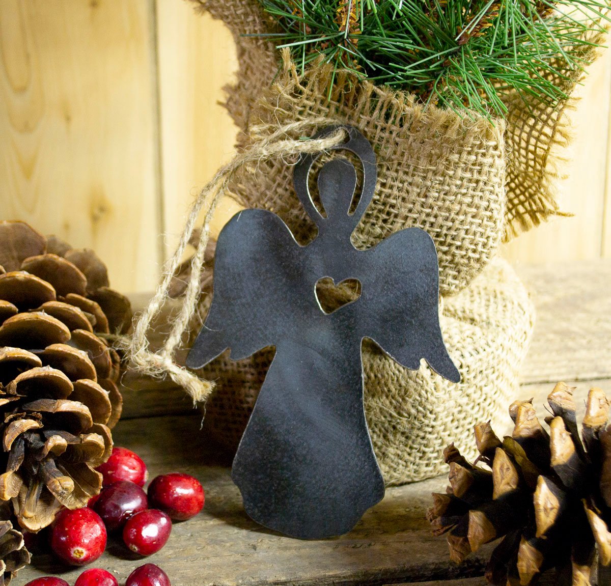 Old Angel Metal Christmas Tree Ornament Stocking Stuffer Holiday Decoration Raw Steel Gift Recycled Nature Home Decor