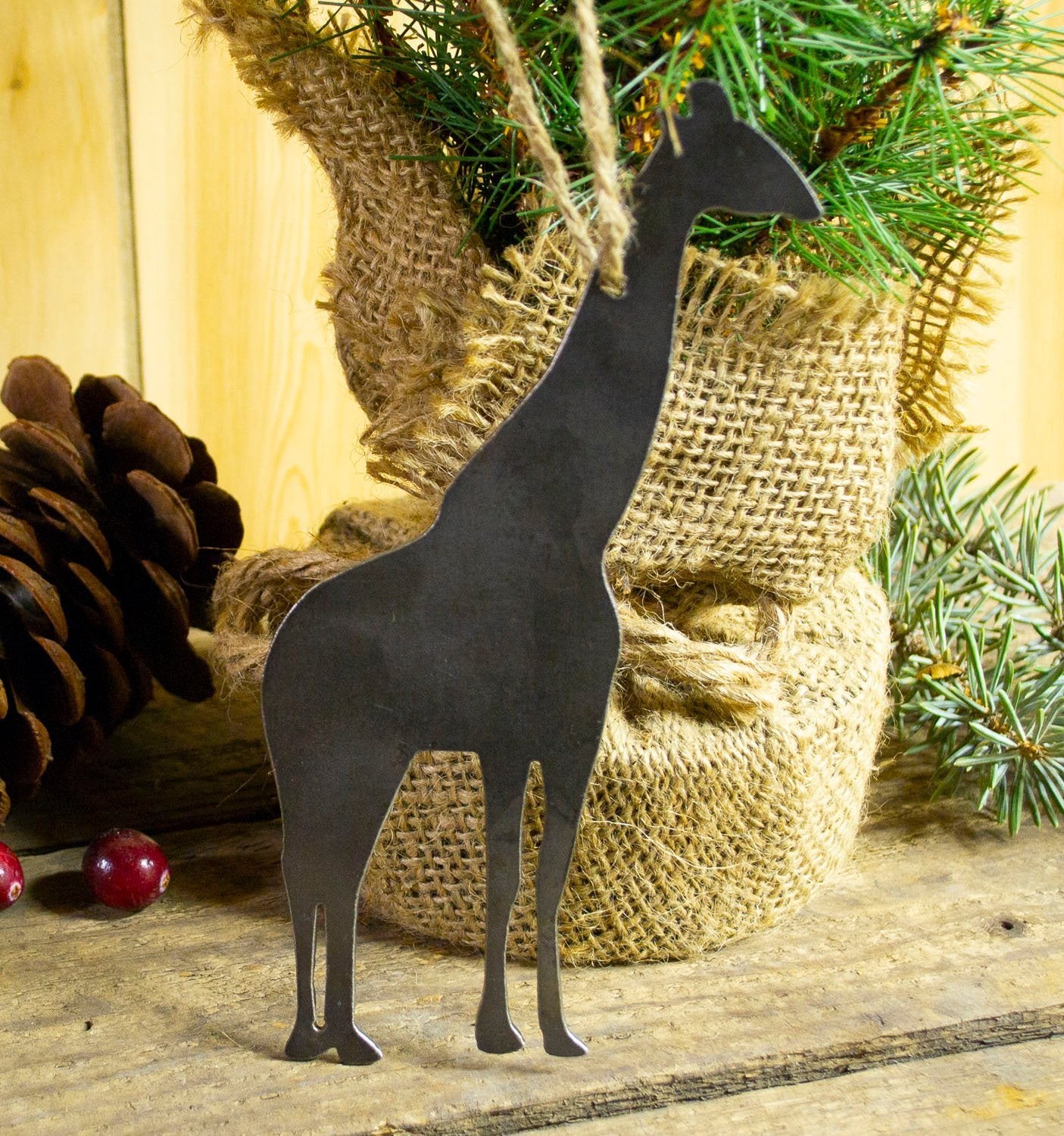 Giraffe Safari Metal Christmas Ornament Stocking Stuffer Holiday Decoration Raw Steel Gift Home Decor