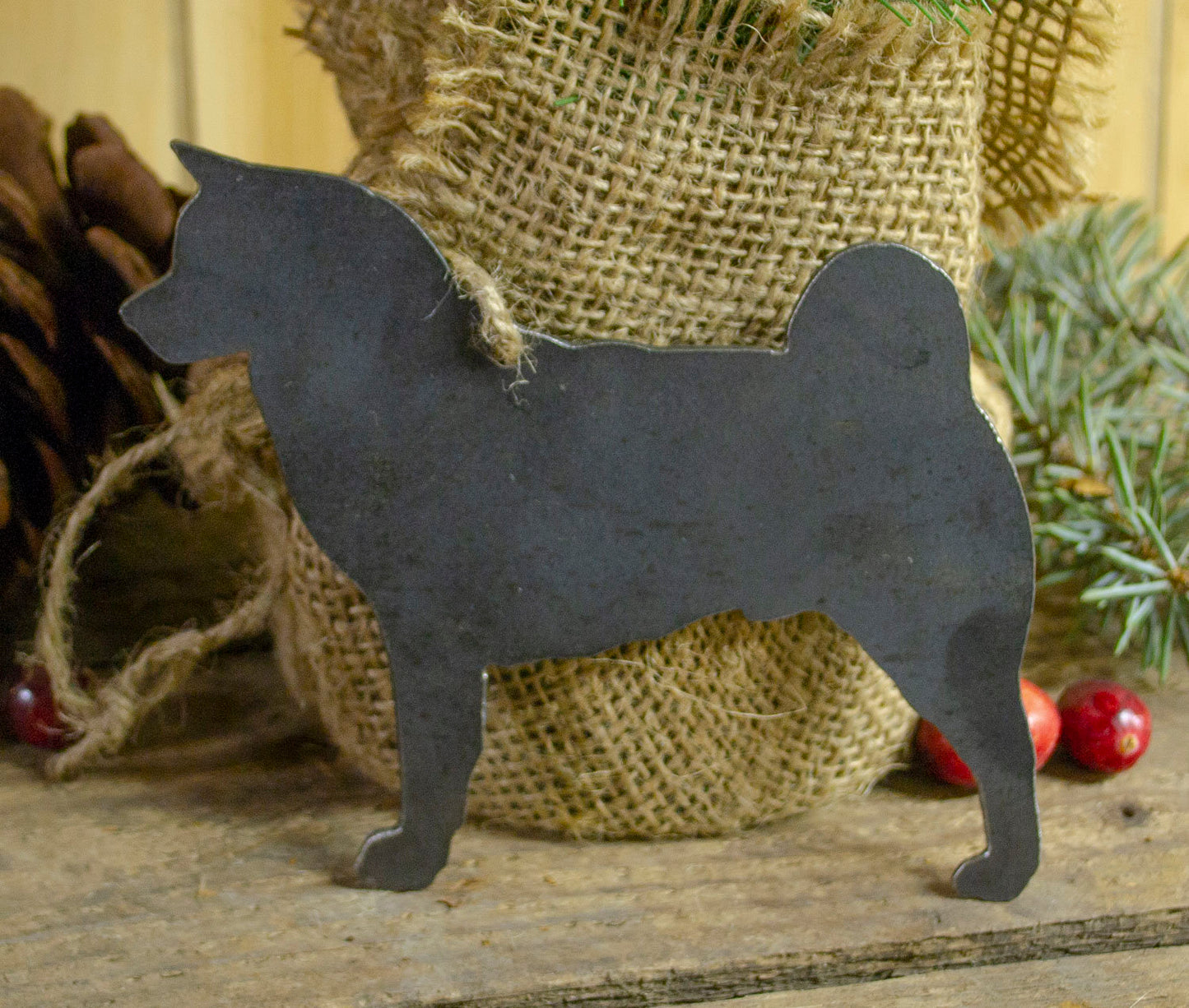 Akita Dog Metal Christmas Ornament Tree Stocking Stuffer Party Favor Holiday Decoration Raw Steel Gift Recycled Nature Home Decor