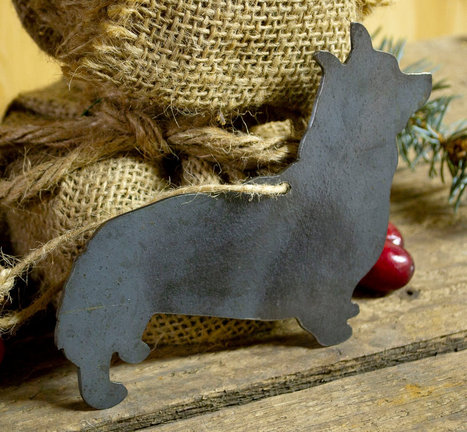 Corgi Dog Metal Christmas Ornament Tree Stocking Stuffer Party Favor Holiday Decoration Raw Steel Gift Recycled Nature Home Decor
