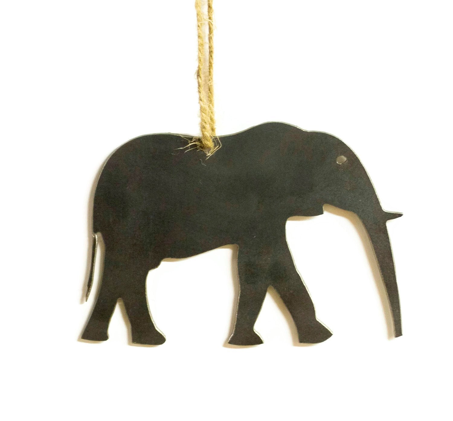 Elephant Metal Christmas Ornament Tree Stocking Stuffer Party Favor Holiday Decoration Raw Steel Gift Recycled Nature Home Decor