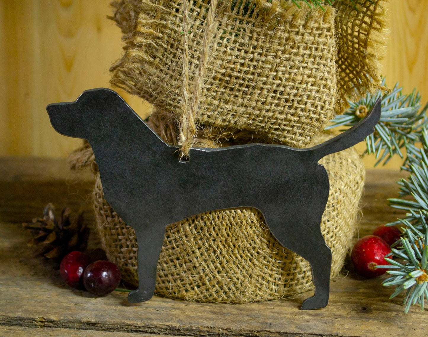 Labrador Retriever Dog Metal Christmas Ornament Stocking Stuffer Party Favor Holiday Decoration Raw Steel Gift Recycled Nature Home Decor