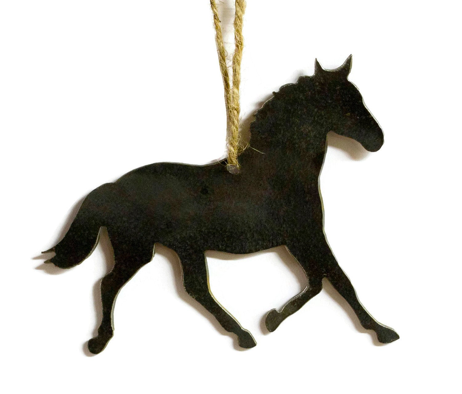 Horse Equestrian Metal Christmas Ornament Tree Stocking Stuffer Party Favor Holiday Decoration Raw Steel Gift Recycled Nature Home Decor