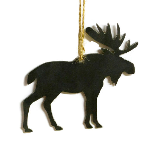 Moose Wildlife Metal Christmas Ornament Tree Stocking Stuffer Party Favor Holiday Decoration Raw Steel Gift Recycled Nature Home Decor