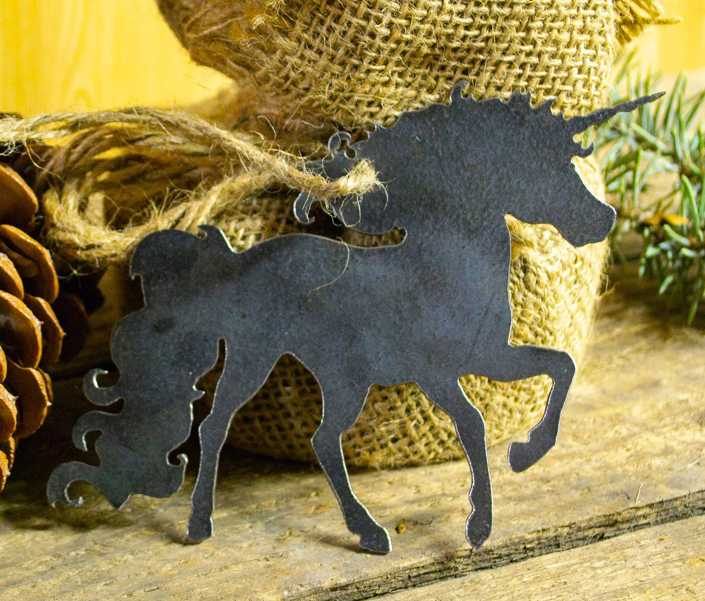 Unicorn Fantasy Metal Christmas Ornament Tree Stocking Stuffer Party Favor Holiday Decoration Raw Steel Gift Recycled Nature Home Decor