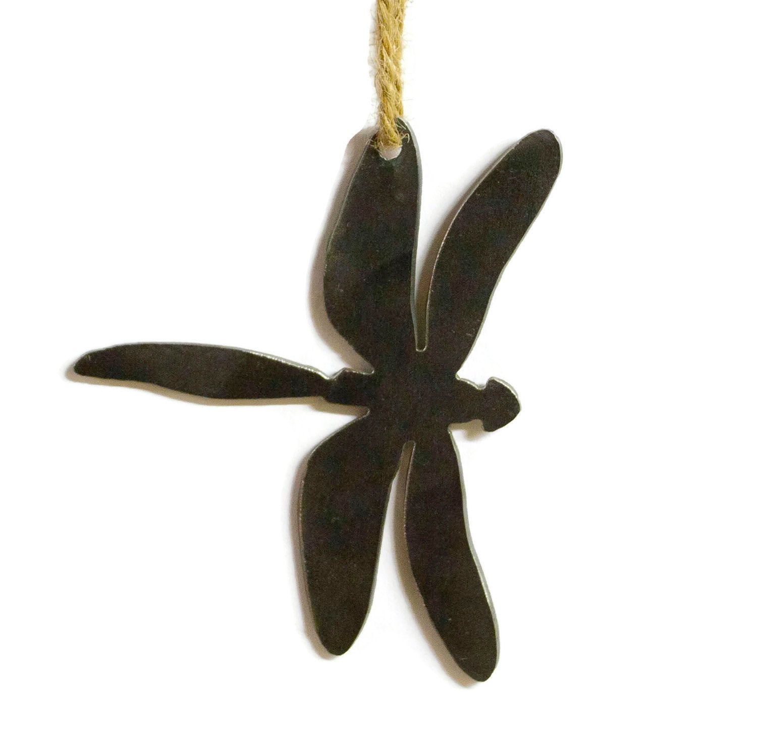 Dragonfly Metal Christmas Tree Ornament Holiday Decoration Raw Steel Gift Recycled Nature Home Decor