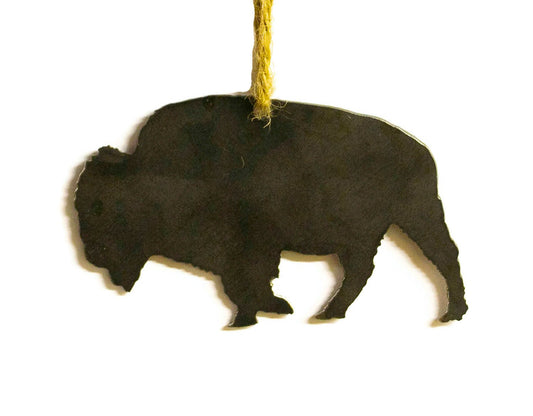 Buffalo Bison Metal Christmas Tree Ornament Holiday Decoration Raw Steel Gift Recycled Nature Home Decor
