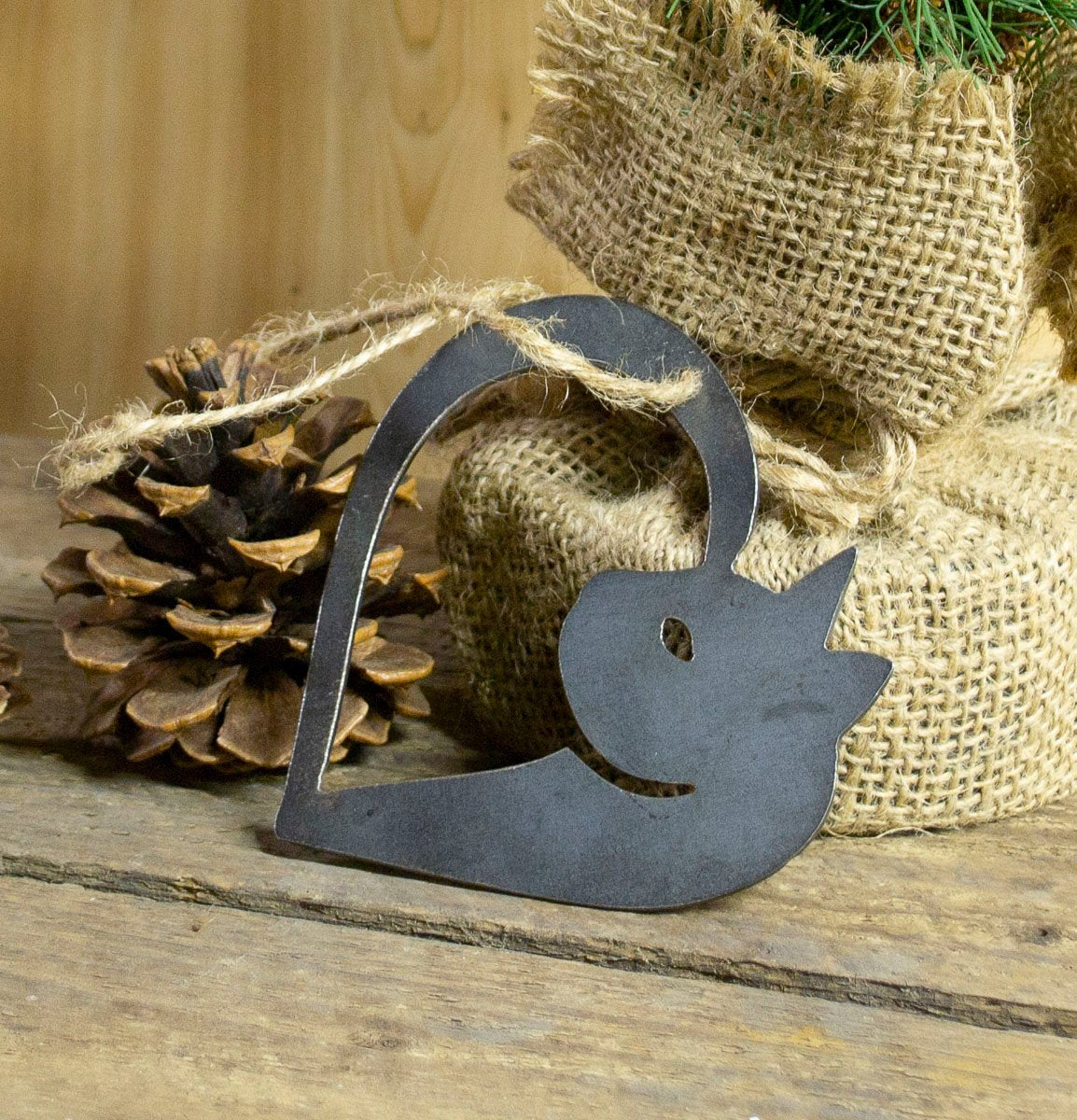 Cat Heart Metal Christmas Ornament Tree Stocking Stuffer Party Favor Holiday Decoration Raw Steel Gift Recycled Nature Home Decor