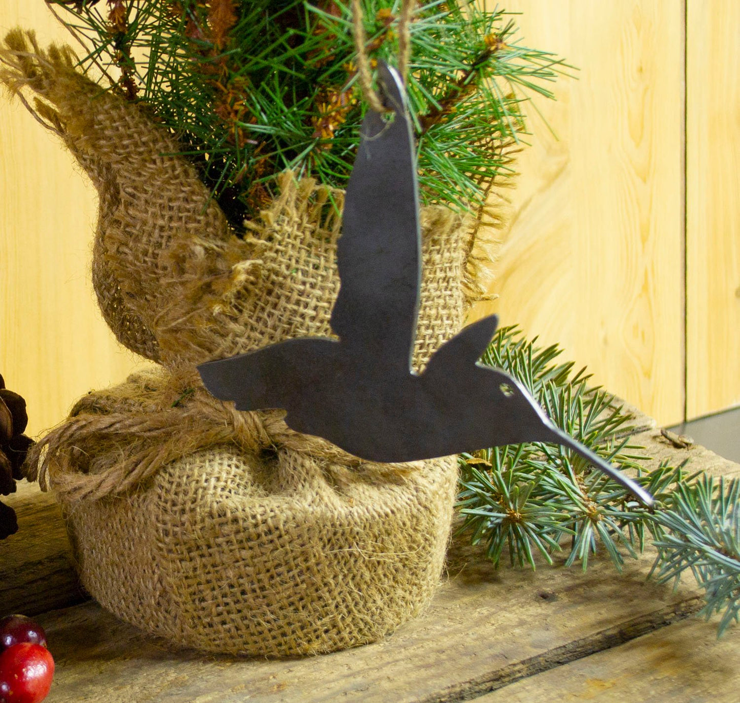 Hummingbird Metal Christmas Ornament Tree Stocking Stuffer Party Favor Holiday Decoration Raw Steel Gift Recycled Nature Home Decor