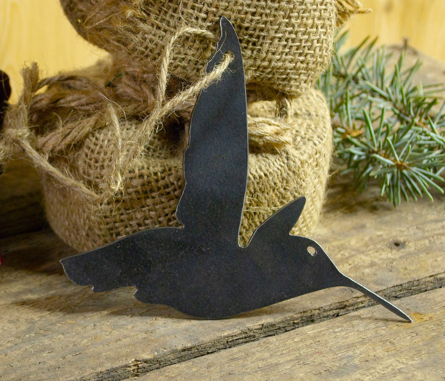 Hummingbird Metal Christmas Ornament Tree Stocking Stuffer Party Favor Holiday Decoration Raw Steel Gift Recycled Nature Home Decor
