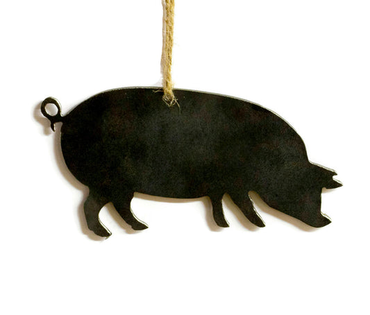 Pig Farmhouse Decor Metal Christmas Ornament Tree Stocking Stuffer Party Favor Holiday Decoration Raw Steel Gift Recycled Nature Home Decor