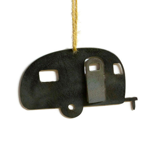 Vintage Camper Travel Trailer Metal Christmas Ornament Stocking Stuffer Holiday Decoration Raw Steel Gift Canned Ham Home Decor