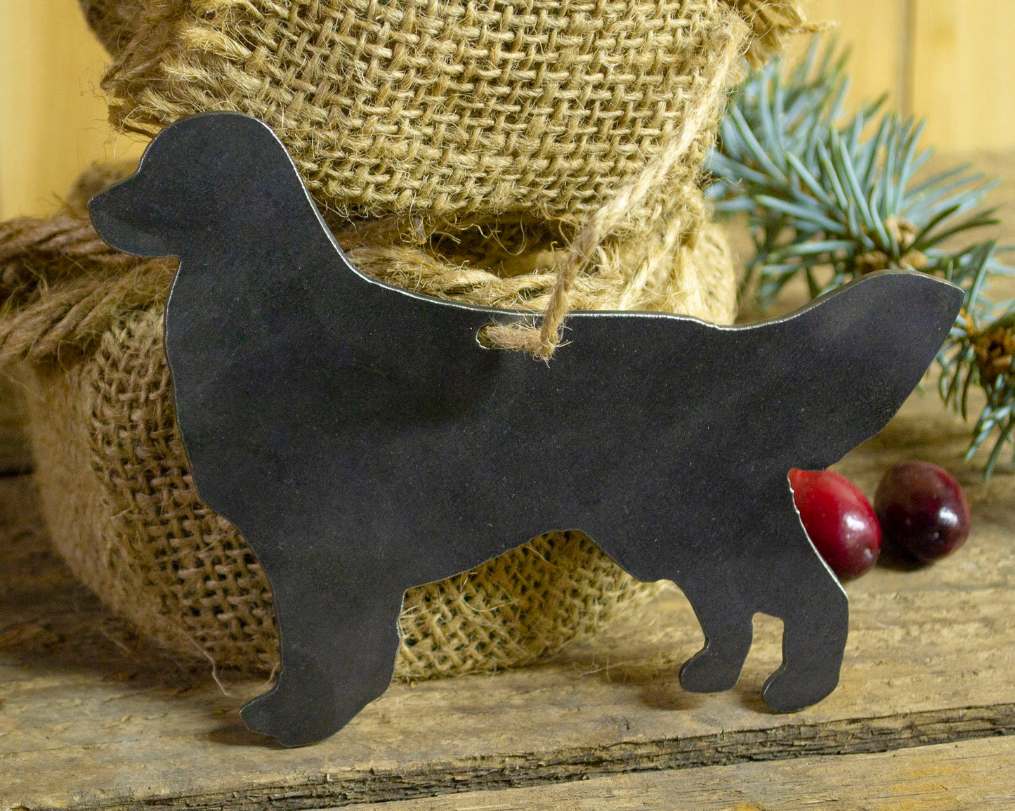 Golden Retriever Dog Metal Christmas Ornament Tree Stocking Stuffer Party Favor Holiday Decoration Raw Steel Gift Recycled Nature Home Decor
