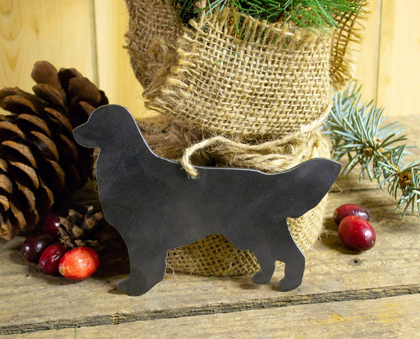 Golden Retriever Dog Metal Christmas Ornament Tree Stocking Stuffer Party Favor Holiday Decoration Raw Steel Gift Recycled Nature Home Decor