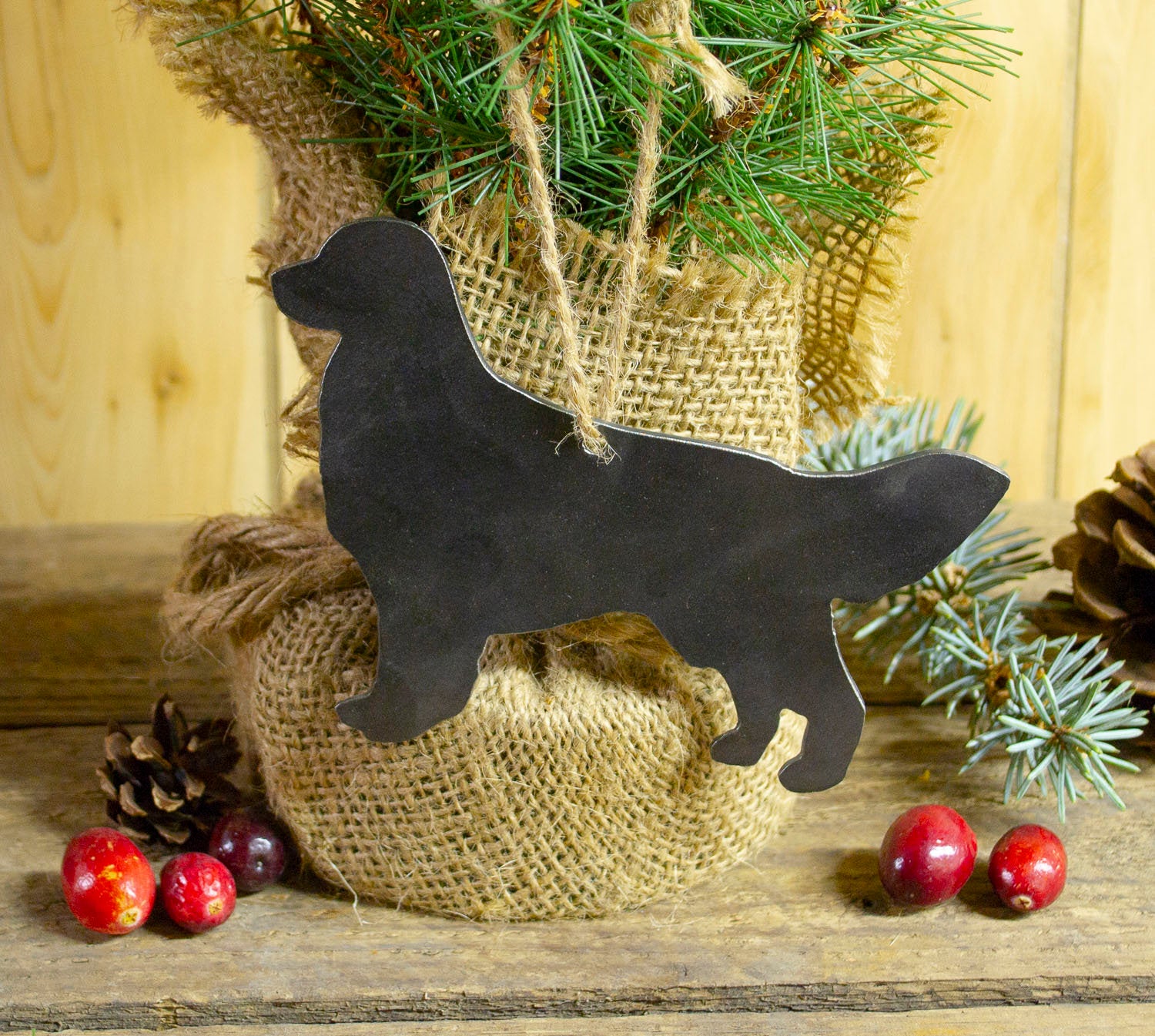 Golden Retriever Dog Metal Christmas Ornament Tree Stocking Stuffer Party Favor Holiday Decoration Raw Steel Gift Recycled Nature Home Decor