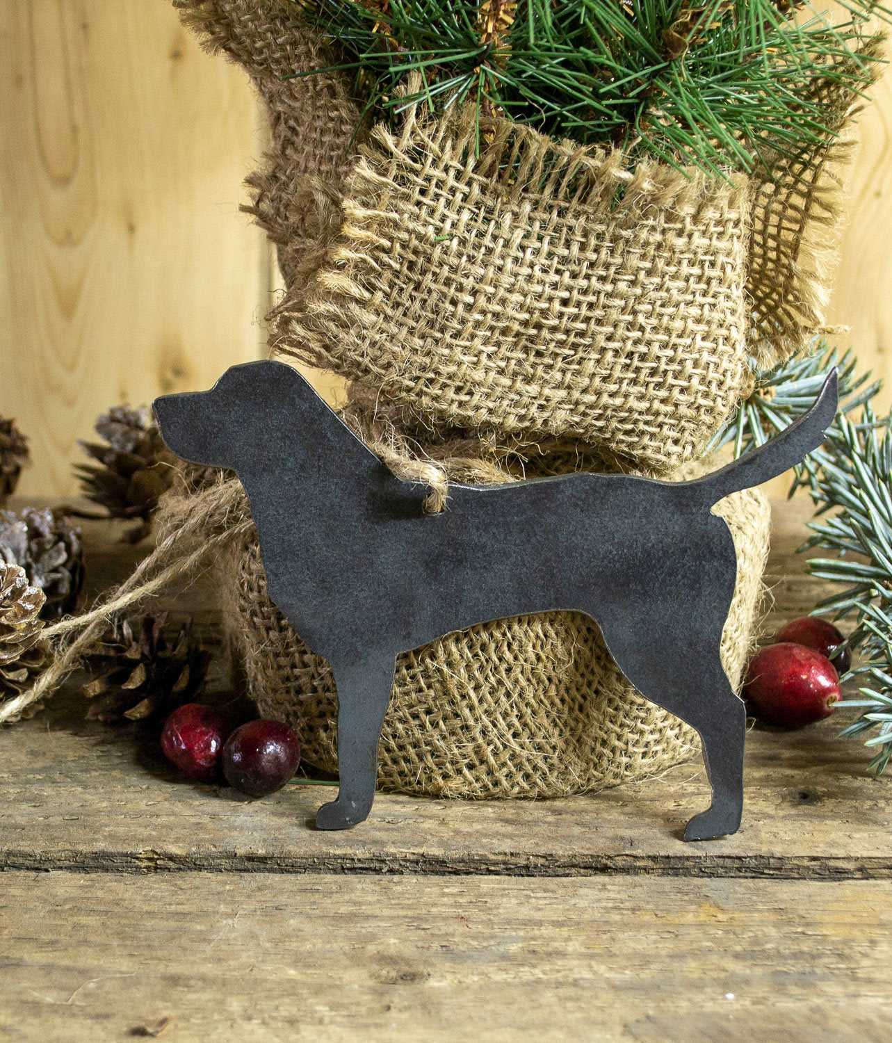 Labrador Retriever Dog Metal Christmas Ornament Stocking Stuffer Party Favor Holiday Decoration Raw Steel Gift Recycled Nature Home Decor