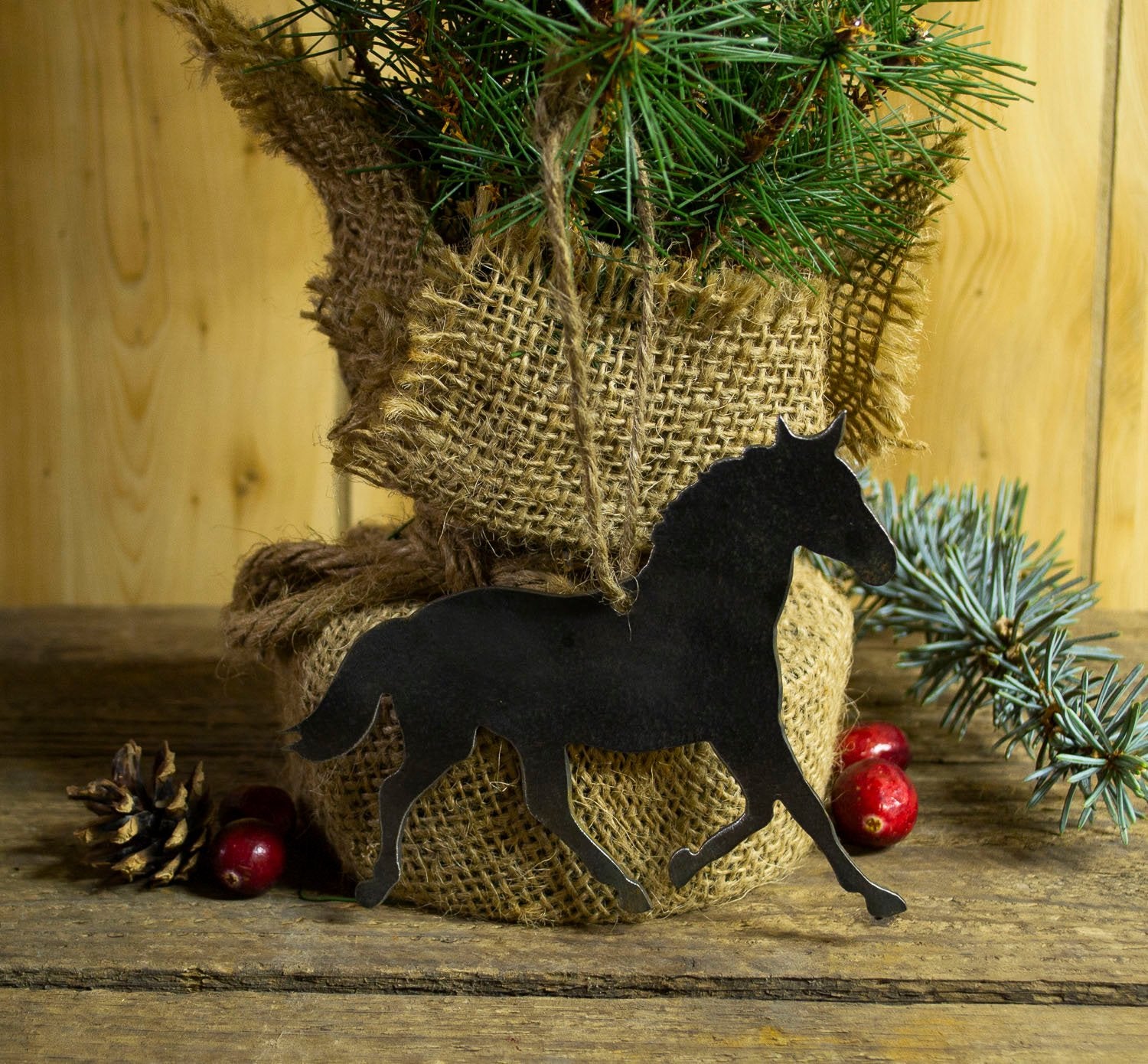 Horse Equestrian Metal Christmas Ornament Tree Stocking Stuffer Party Favor Holiday Decoration Raw Steel Gift Recycled Nature Home Decor
