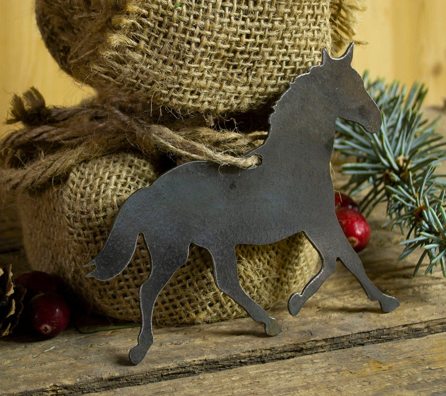 Horse Equestrian Metal Christmas Ornament Tree Stocking Stuffer Party Favor Holiday Decoration Raw Steel Gift Recycled Nature Home Decor