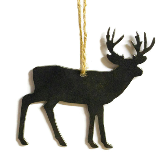 Deer Buck Metal Christmas Ornament Tree Stocking Stuffer Party Favor Holiday Decoration Raw Steel Gift Recycled Nature Home Decor