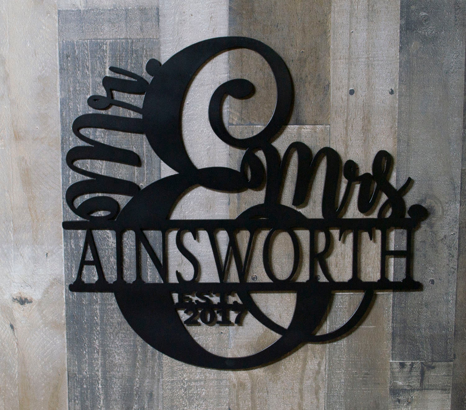 Mr. and Mrs. Last Name Sign, Established Sign, Metal Family Sign, Metal Wedding Gift, Anniversary Gift, Personalized Metal Sign