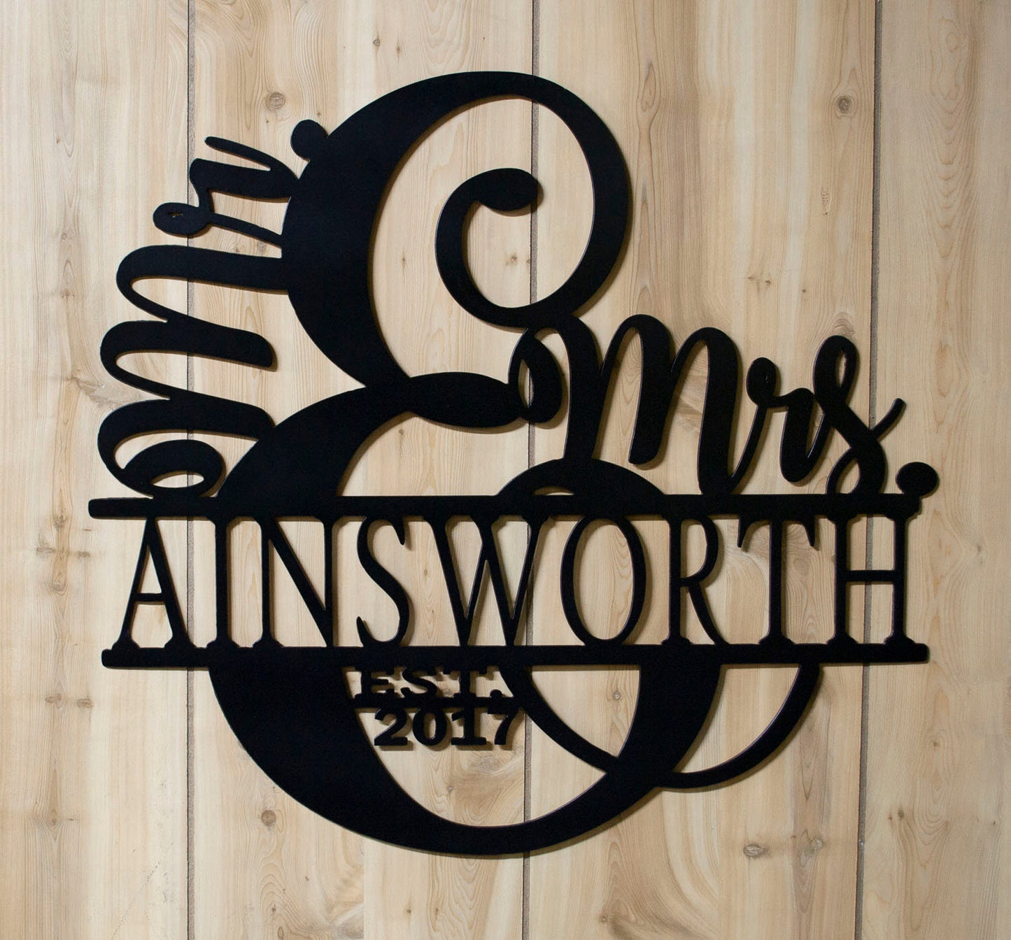 Mr. and Mrs. Last Name Sign, Established Sign, Metal Family Sign, Metal Wedding Gift, Anniversary Gift, Personalized Metal Sign