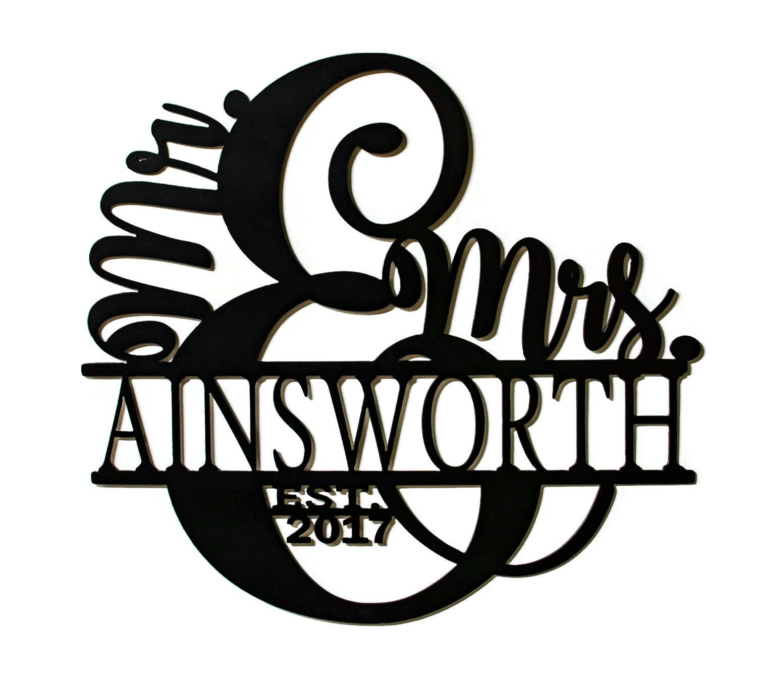 Mr. and Mrs. Last Name Sign, Established Sign, Metal Family Sign, Metal Wedding Gift, Anniversary Gift, Personalized Metal Sign