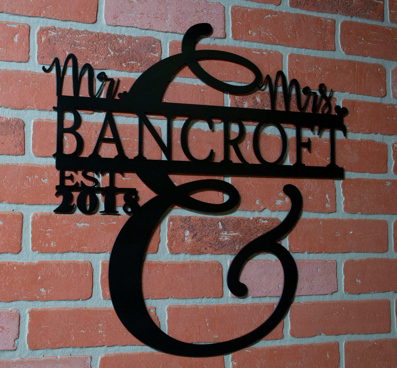 Mr. and Mrs. Last Name, Established Metal Sign, Wedding Gift, Anniversary Gift, Personalized Steel Sign