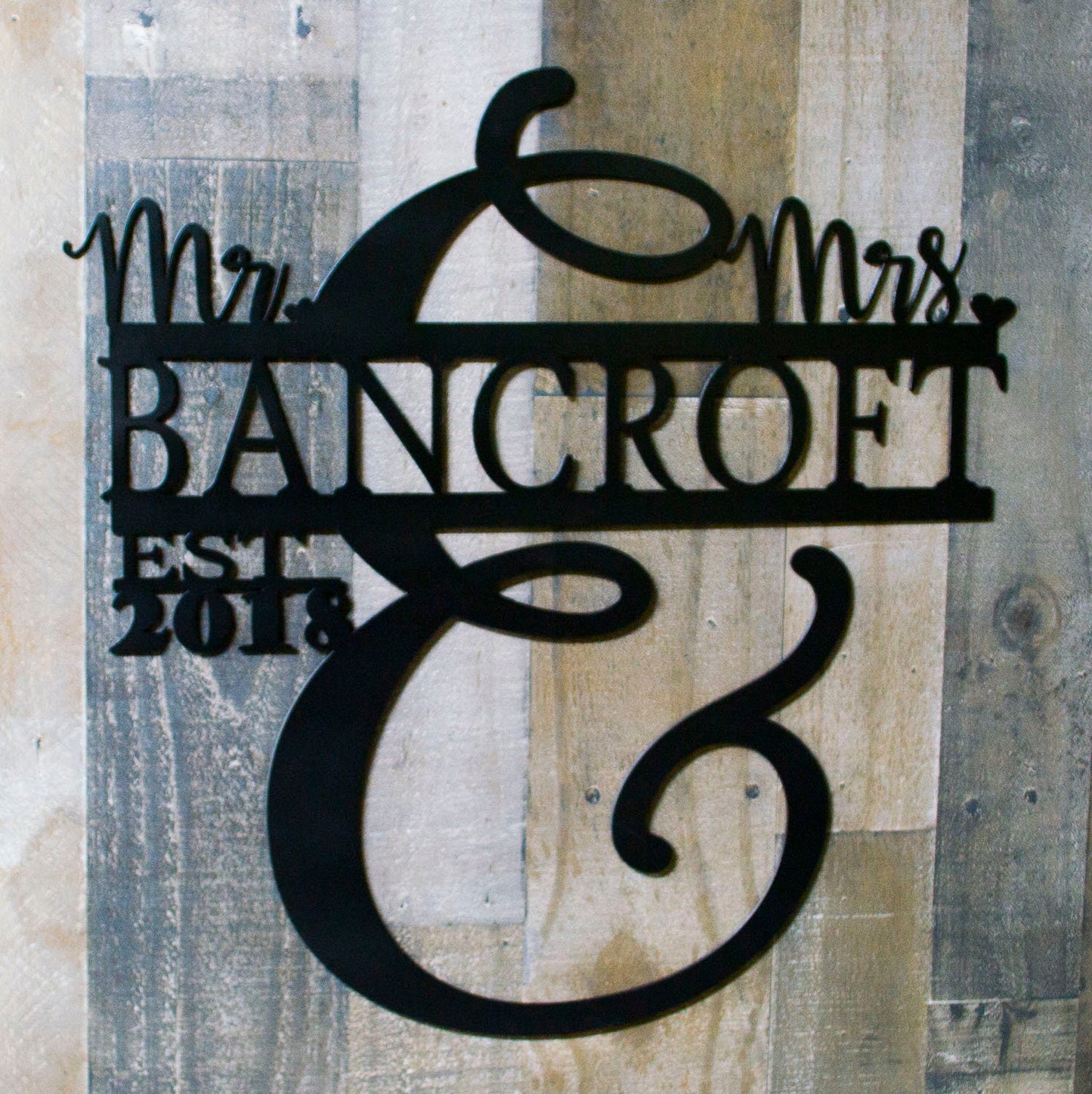 Mr. and Mrs. Last Name, Established Metal Sign, Wedding Gift, Anniversary Gift, Personalized Steel Sign