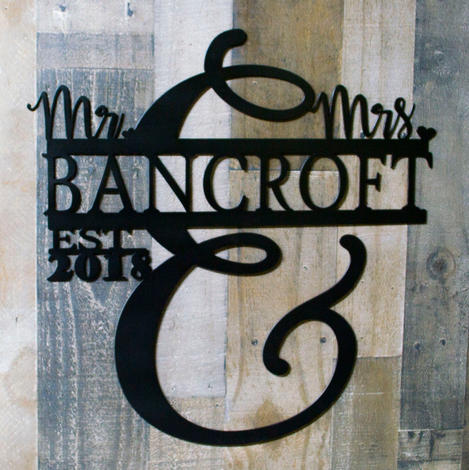 Mr. and Mrs. Last Name, Established Metal Sign, Wedding Gift, Anniversary Gift, Personalized Steel Sign