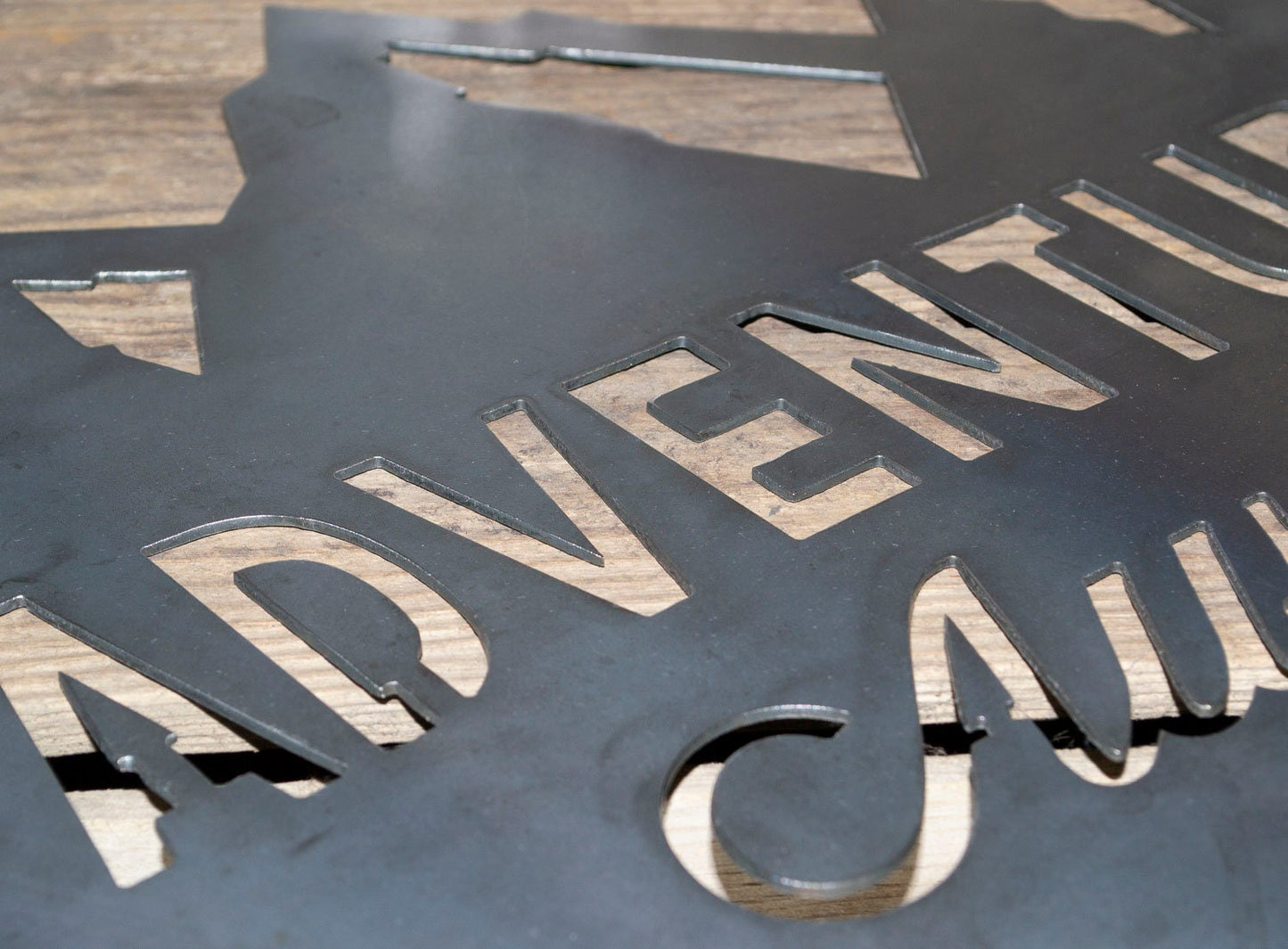 Custom, Personalized, Adventure Awaits Round Metal Sign, Industrial, Farmhouse Decor, Cabin Wall Art,