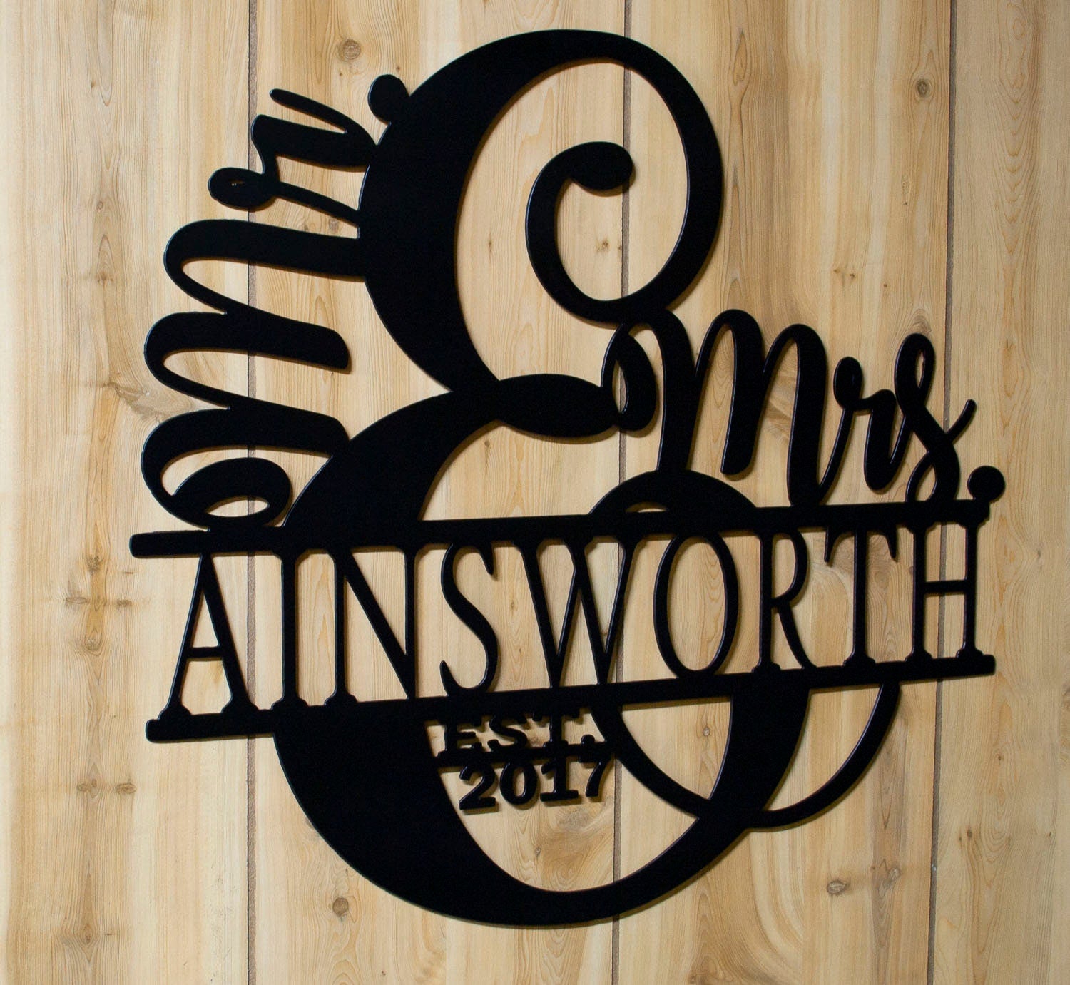 Mr. and Mrs. Last Name Sign, Established Sign, Metal Family Sign, Metal Wedding Gift, Anniversary Gift, Personalized Metal Sign