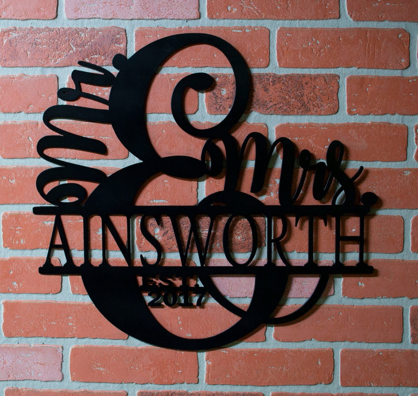 Mr. and Mrs. Last Name Sign, Established Sign, Metal Family Sign, Metal Wedding Gift, Anniversary Gift, Personalized Metal Sign