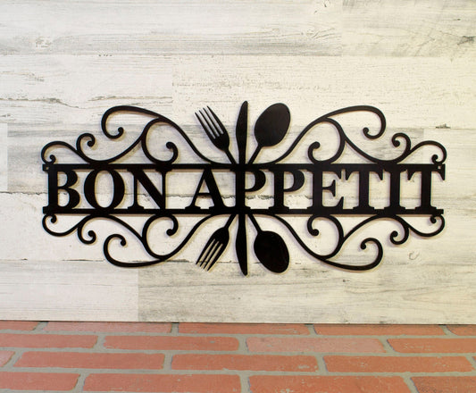 Bon Appetit Metal Sign, Kitchen Wall Decor,  Mothers Day Gift, Dining Room Wall Art
