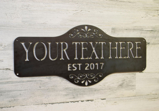 Metal Sign, Custom Established, Family Name, Personalized Gift, Commercial, Business, Housewarming Raw Steel Vintage Decor
