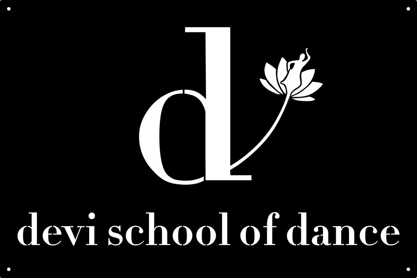 Custom metal Logo Sign, Devi School of Dance