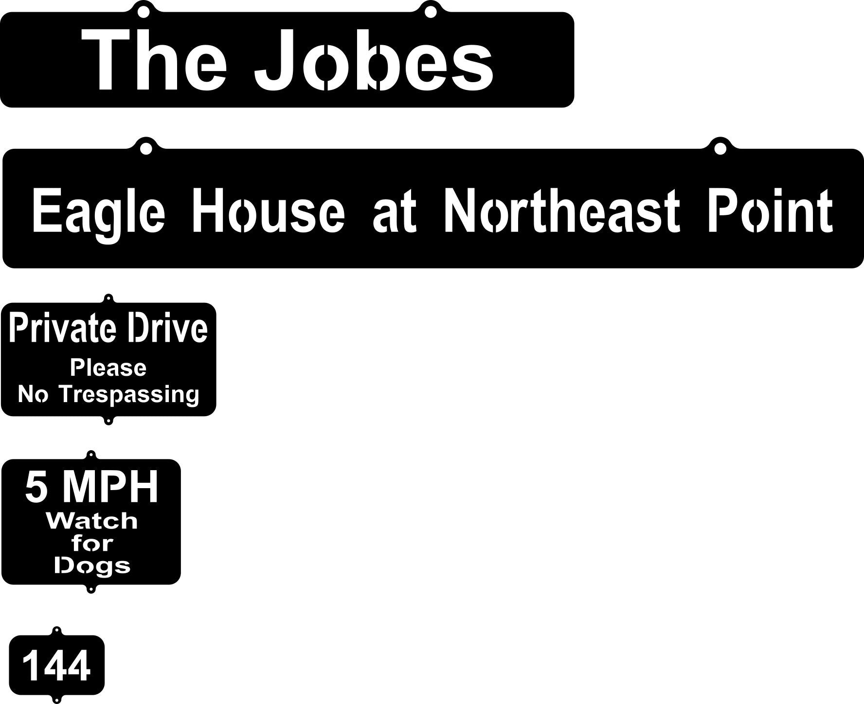 Custom metal signs for Martie, address signs, family name, driveway signs, entrance signs