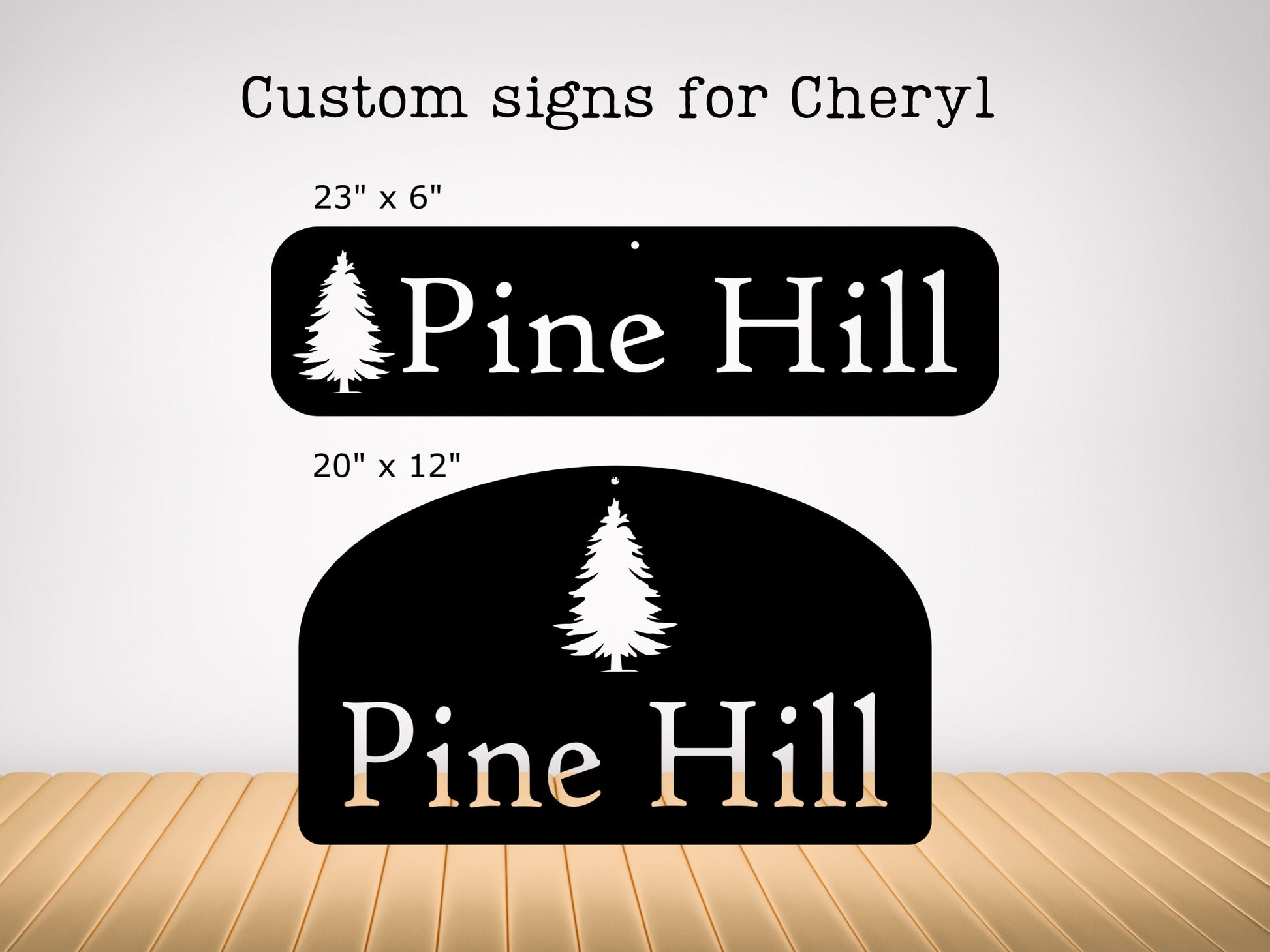 Two Custom, Personalized metal signs for Cheryl